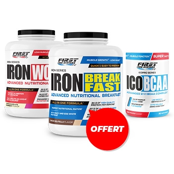 1 Iron Works 2200g  + 1 ICO BCAA 300g + 1 Iron Breakfast 1200g gratuit