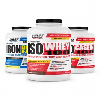 1 Iso Whey 2000g + 1 Iron Breakfast 1200g + 1 Ico Casein 900g