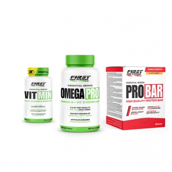 1 Vit Min 60 gélules + 1 Omega Pro 90 softgels + 1 Pro Bar 20 barres