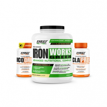 1 Iron Works Green 2200g + 1 Ico Drin 120 gélules + 1 CLA Pro 90 softgels