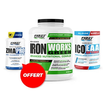 1 Iron Works Green 2200g + 1 Ico EAA Optima 330g + 1 ZMA Pro 60 gélules GRATUIT