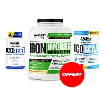 1 Iron Works Green 2200g + 1 ICO BCAA 300g GRATUIT + 1 Ico Test 120 gélules