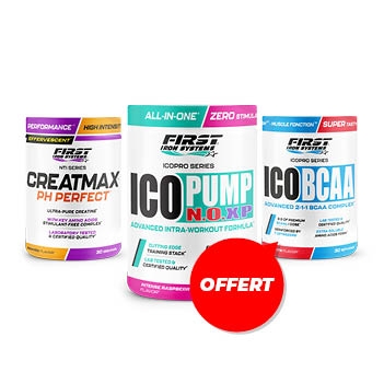1 Ico Pump N.O.XP 375g + 1 Creatmax pH Perfect 450g + 1 ICO BCAA 300g GRATUIT