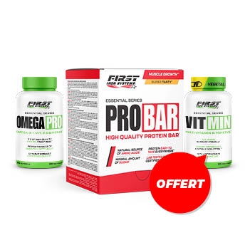 1 Vit Min 60 gélules GRATUIT + 1 Omega Pro 90 softgels + 1 Pro Bar 20 barres