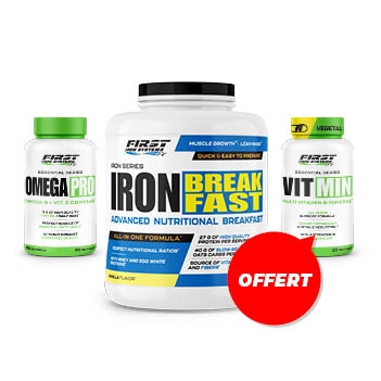 1 Vit Min 60 gélules GRATUIT + 1 Omega Pro 90 Softgels + Iron Breakfast 1200g