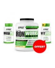 1 Iron Works Green 2200g + 1 Vit Min 60 gélules GRATUIT + 1 Omega Pro 90 Softgels