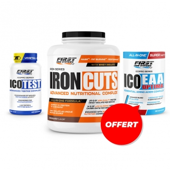 1 Iron Cuts 1100g + 1 Ico Test 2.0 120 gélules + 1 Ico EAA Optima 330G gratuit