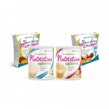 2 Nutristine 800g + 2 Présentoirs "Ma barre protéinée Minceur (7 barres)"