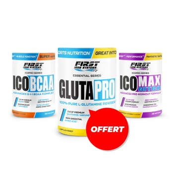 1 Ico Max Nitro 375g + 1 Ico BCAA 300g + 1 Gluta Pro 300g gratuit