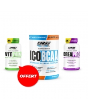 1 Ico BCAA 300g + 1 Crea Pro 120 gélules + 1 Vit Min 60 gélules gratuit