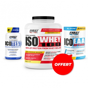 1 Iso Whey 2000g  + 1 Ico Test 2.0 120 gélules + 1 Ico EAA Optima 330G gratuit
