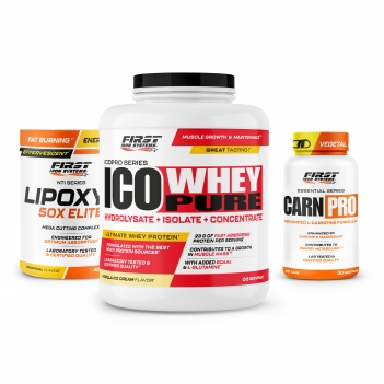 1 Ico Whey Pure 2000g + 1 Lipoxyl 50X Elite 400g + 1 Carn Pro 60 gélules