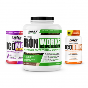 1 Iron Works Green 2200g + 1 Ico Drin 2.0 120 gélules + 1 Ico Max Ripped 375g