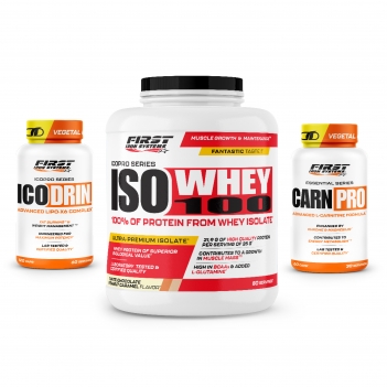 Sèche & Définition Musculaire : 1 Iso Whey 100 2000g + 1 Ico Drin 120 gélules + 1 Carn Pro 60 gélules