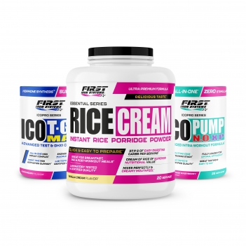 Prise de masse : 1 Rice Cream 1000g + 1 Ico T-GH Max 300g + 1 Ico Pump N.O. XP 375g 