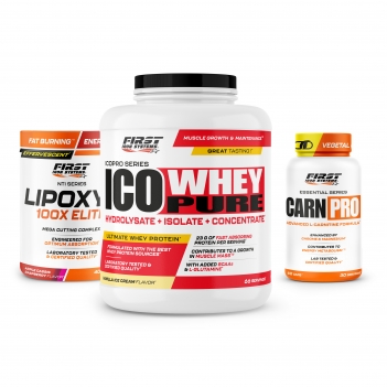 Sèche & Définition Musculaire : 1 Ico Whey Pure 2000g + 1 Lipoxyl 100X Elite 400g + 1 Carn Pro 60 gélules