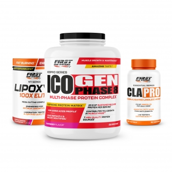 Sèche & Définition Musculaire : 1 Ico Gen Phase 8 2000g + 1 Lipoxyl 100X Elite 400g + 1 CLA Pro 90 softgels