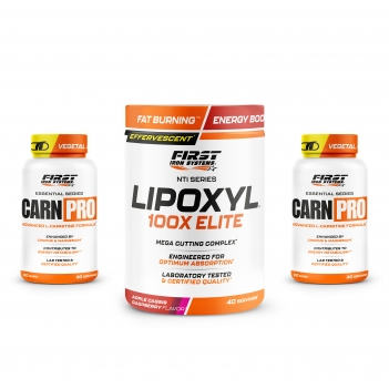 Sèche & définition musculaire : 1 Lipoxyl 100X Elite 400g + 2 Carn Pro 60 gélules