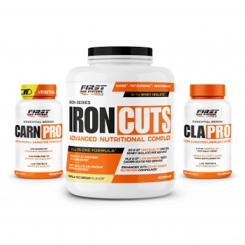 Sèche & Définition musculaire : 1 Iron Cuts 2200g + 1 Cla Pro 90 softgels + 1 Carn Pro 60 gélules