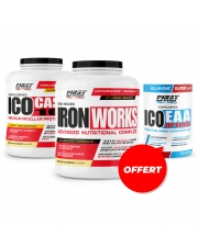 Prise de masse : 1 Iron Works 2200g + 1 Ico Casein 100 900g + 1 Ico EAA Optima 330g gratuit