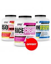 Prise de masse sèche : 1 Iso Whey 100 2000g + 1 Iron Breakfast 1200g + 1 Rice Cream 1000g gratuit