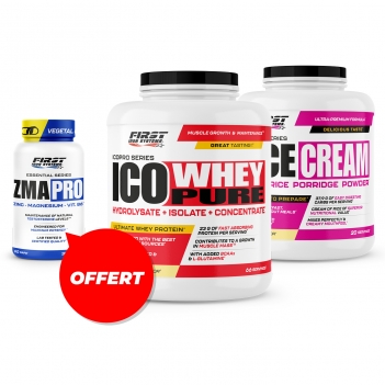 Prise de masse sèche : 1 Ico Whey Pure 2000g + 1 Rice Cream 1000g + 1 ZMA Pro 60 gélules gratuit