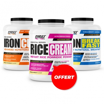 Prise de masse sèche : 1 Iron Cuts 2200g + 1 Iron Breakfast 1200g + 1 Rice Cream 1000g gratuit