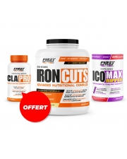 Sèche & définition musculaire : 1 Iron Cuts 2200g + 1 Ico Max Ripped 375g + 1 CLA Pro 90 Softgels gratuit
