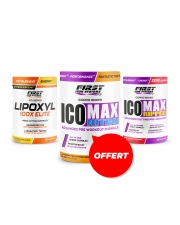 Sèche & définition musculaire : 1 Lipoxyl 100X Elite 400g + 1 Ico Max Ripped 375g + 1 Ico Max Nitro 375g GRATUIT