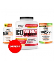 Sèche & Définition Musculaire : 1 Ico Whey Pure 2000g + 1 Lipoxyl 100X Elite 400g + 1 Carn Pro 60 gélules GRATUIT