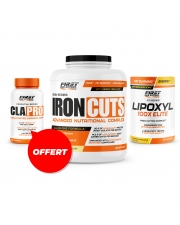 Sèche & définition musculaire : 1 Iron Cuts 2200g + 1 Lipoxyl 100X Elite 400g + 1 CLA Pro 90 Softgels gratuit