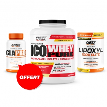 Sèche & définition musculaire : 1 Ico Whey Pure 2000g + 1 Lipoxyl 100X Elite 400g + 1 CLA Pro 90 softgels GRATUIT