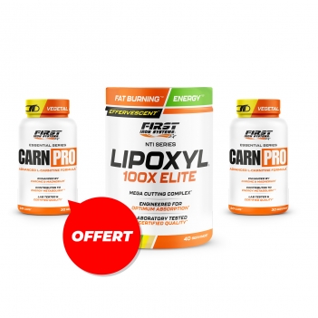 Sèche & Définition Musculaire : 1 Lipoxyl 100X Elite 400g + 1 Carn Pro 60 gélules + 1 Carn Pro 60 gélule gratuit