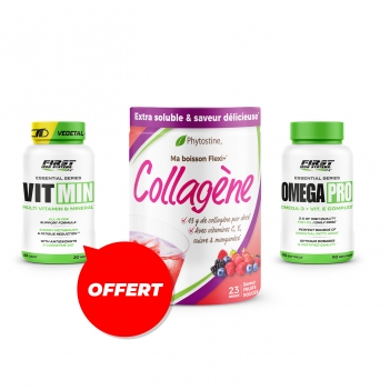 Nutrition & Santé : 1 Collagène 345g + 1 Omega Pro 90 softgels + 1 Vit Min 60 gélules gratuit